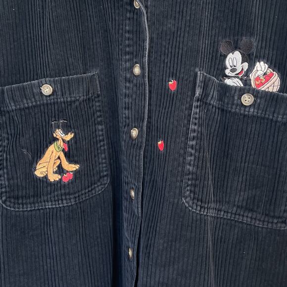 Vintage 90's Mickey Unlimited Black Wale Cord Shirt / Sz S / Embroidery Disney - Picture 9 of 9